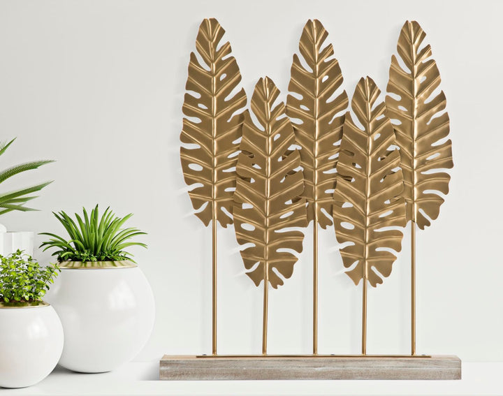 Golden Palm Leaf Dekoration (Moderne Skulptur)