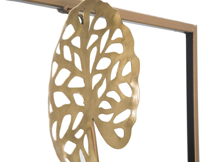 Metall-Blatt-Muster Wanddekoration in quadratischem Rahmen