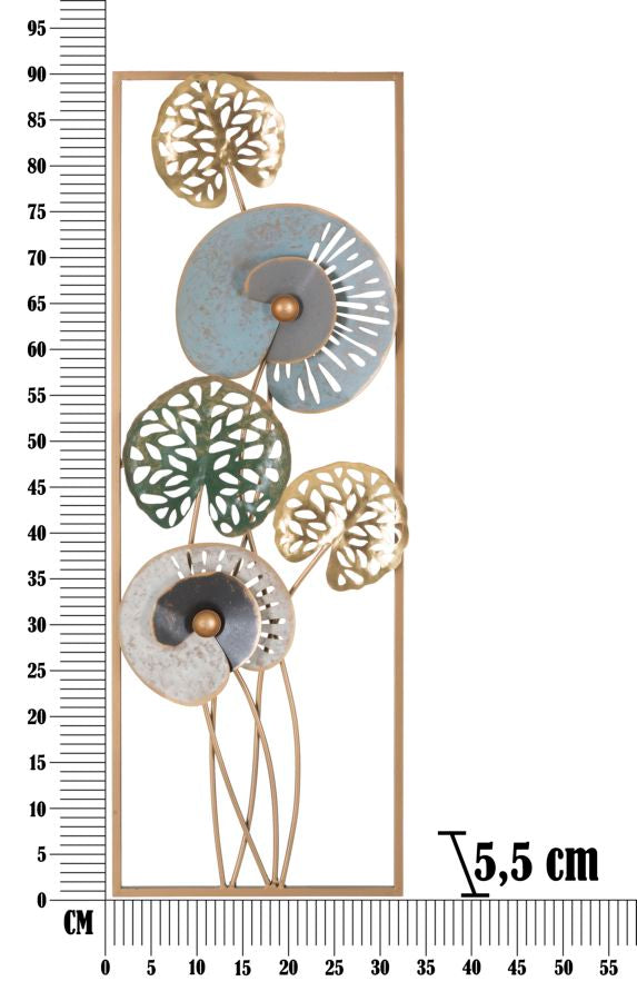Metall-Blatt-Muster Wanddekoration in quadratischem Rahmen
