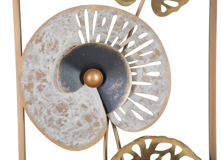 Metall-Blatt-Muster Wanddekoration in quadratischem Rahmen
