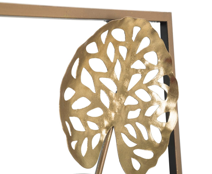 Metall-Blatt-Muster Wanddekoration in quadratischem Rahmen