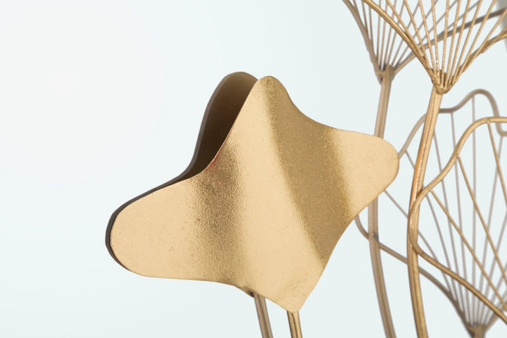 Goldfarbener runder Spiegel mit Blatt- und Blumenmuster (moderne Dekoration)