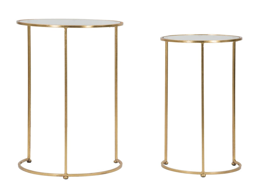 Kleiner runder Tisch aus Metall und Glas in Gold