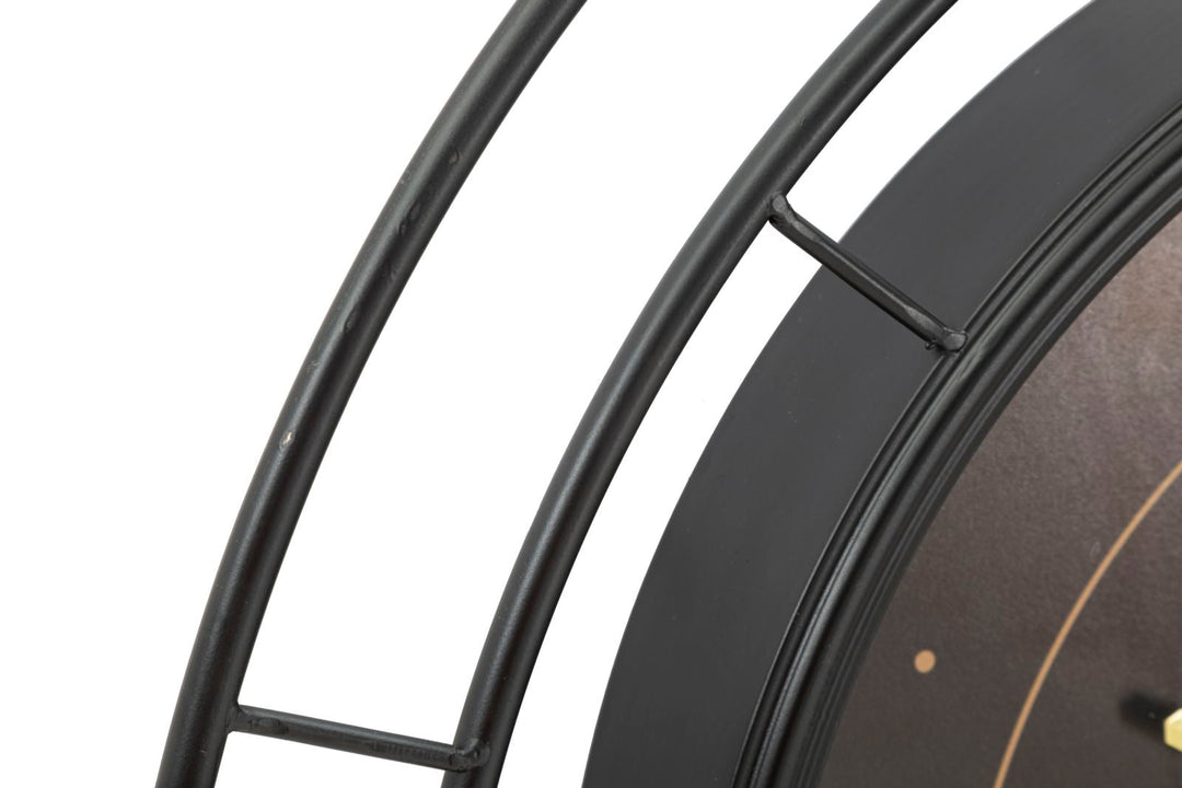 Schwarze und goldene runde Wanduhr