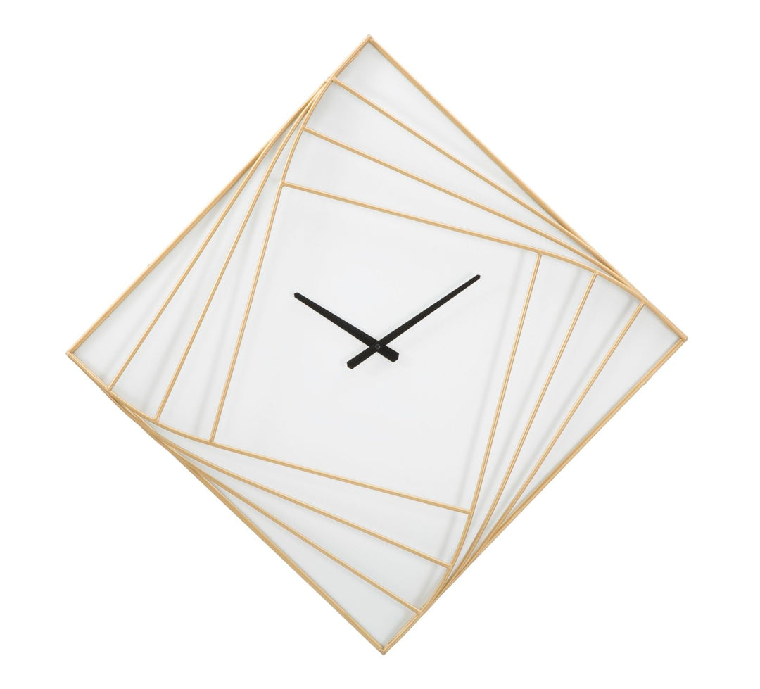 Moderne Wanduhr in Gold und Quadratform