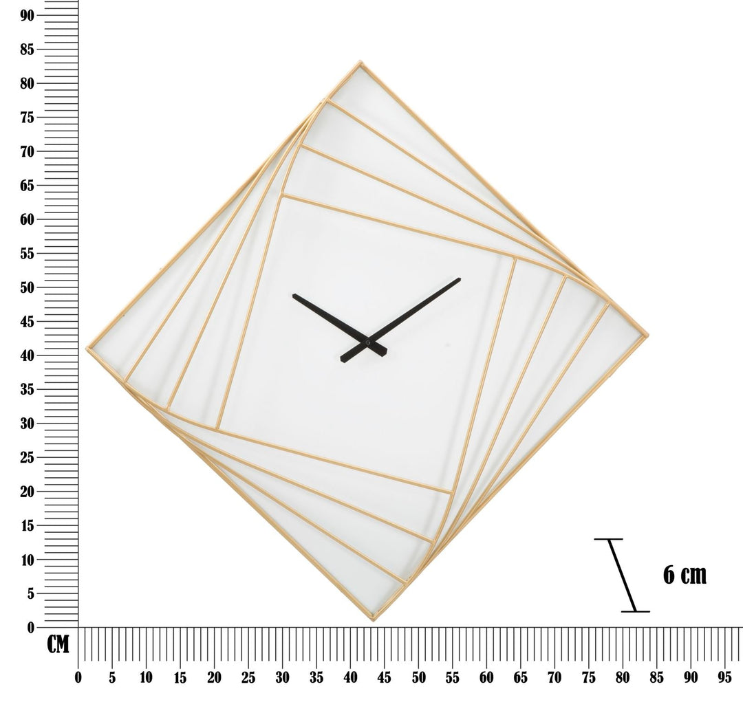 Moderne Wanduhr in Gold und Quadratform