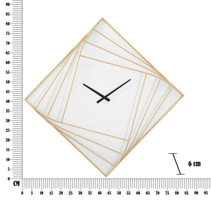 Moderne Wanduhr in Gold und Quadratform