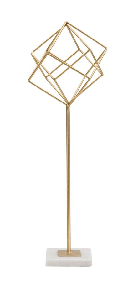 Großer goldener geometrischer Würfel Dekoration (Moderne Skulptur)