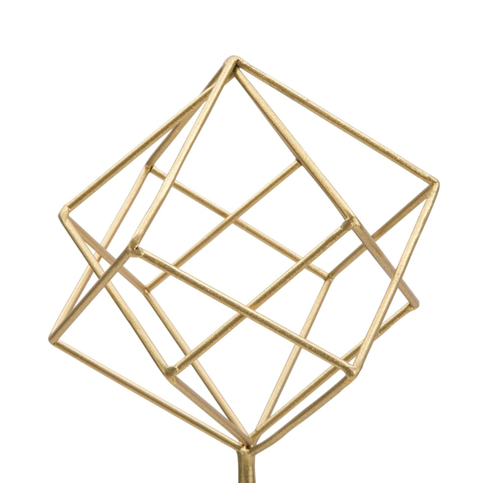Großer goldener geometrischer Würfel Dekoration (Moderne Skulptur)