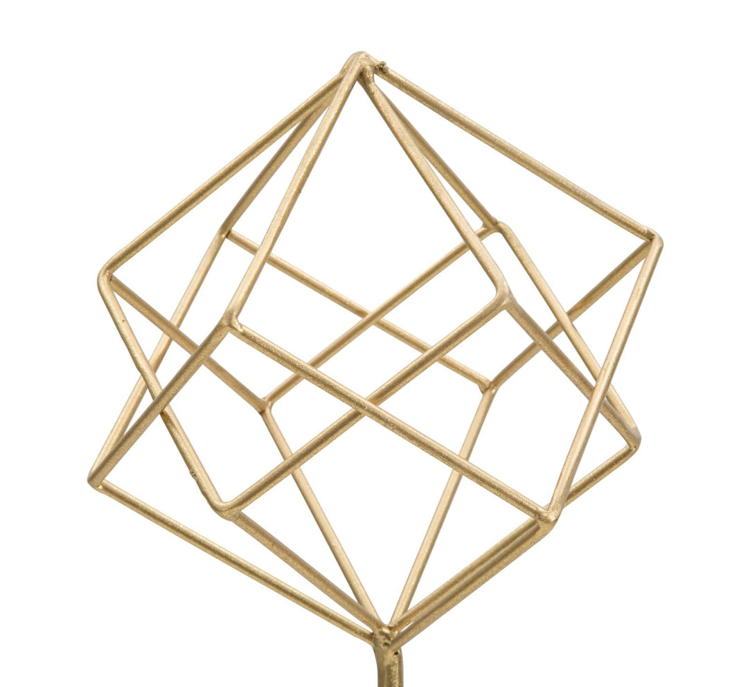 Großer Gold Geometrischer Würfel Dekoration (Moderne Skulptur)