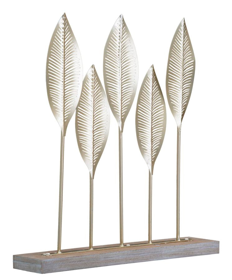 Silbernes Blatt-Muster Dekoration (Moderne Skulptur)