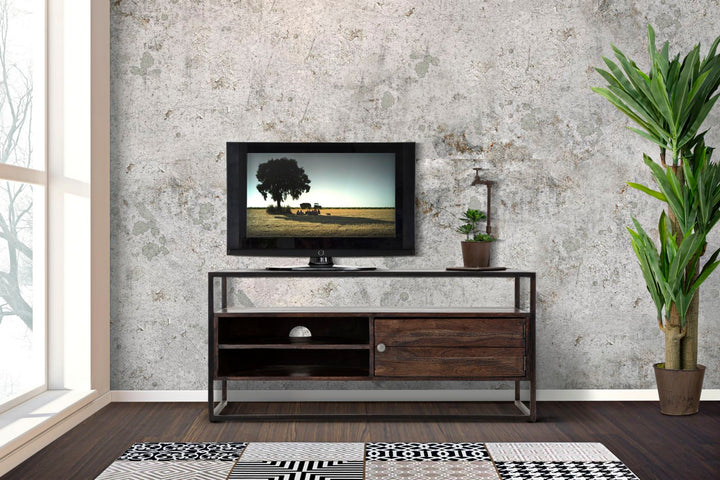 Holz TV Board Mit Metallrahmen Burn Lowboard