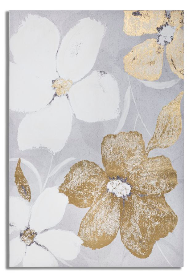 Gold & Weiß Floral Malerei