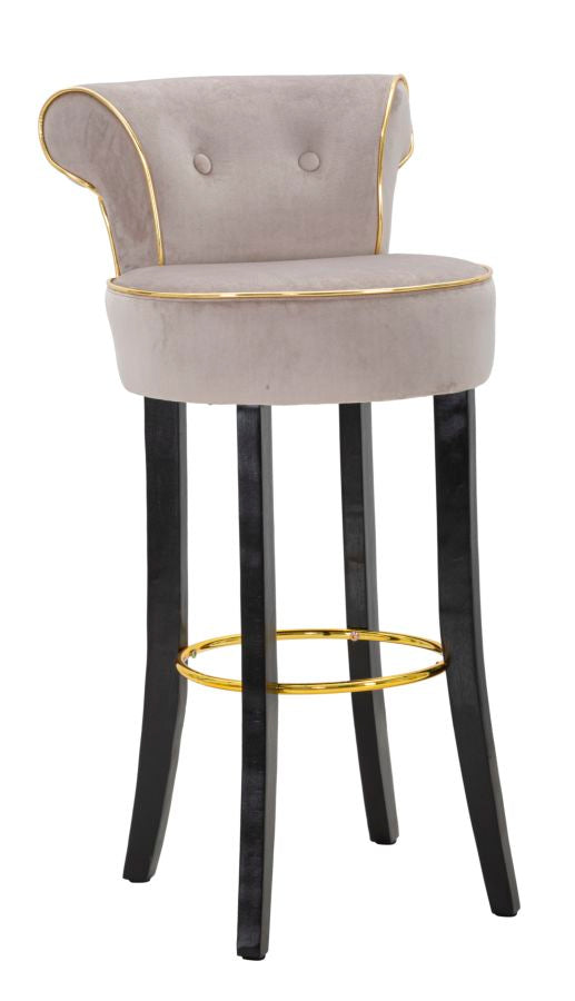 Grau Samt Barhocker Mit Goldbeinen Luxy Counter Chair