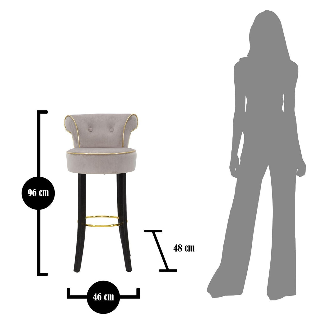 Grau Samt Barhocker Mit Goldbeinen Luxy Counter Chair