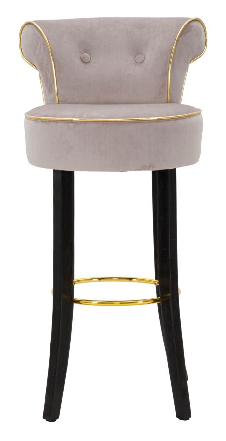 Grau Samt Barhocker Mit Goldbeinen Luxy Counter Chair
