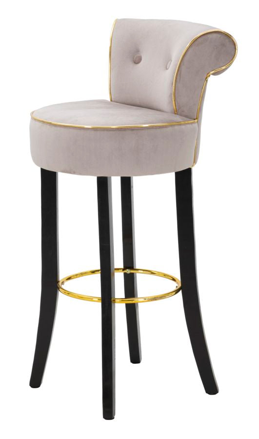 Grau Samt Barhocker Mit Goldbeinen Luxy Counter Chair