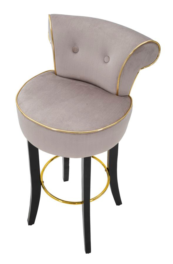 Grau Samt Barhocker Mit Goldbeinen Luxy Counter Chair