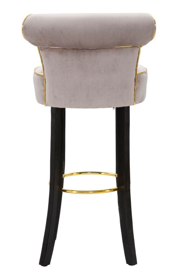 Grau Samt Barhocker Mit Goldbeinen Luxy Counter Chair