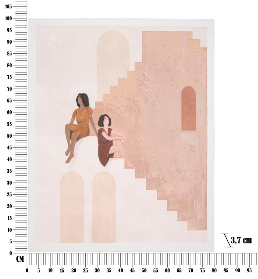 Frauen auf Treppen Braun Abstrakt Bohemian Modern Gemälde