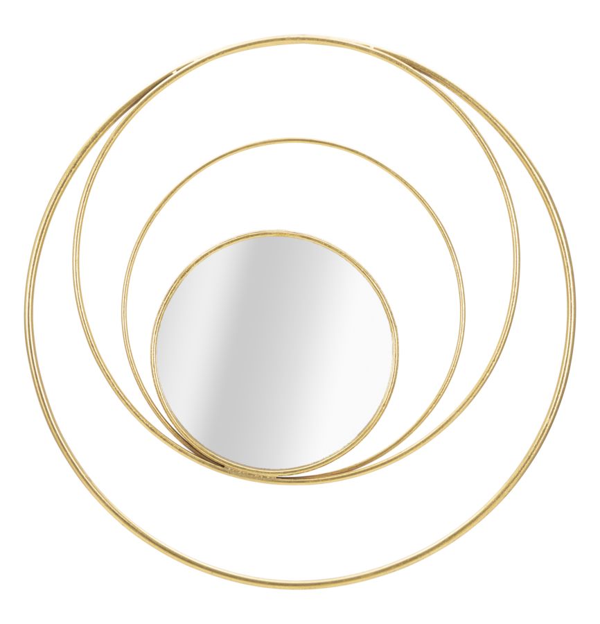 Gold Metall Runde Metall Runde Wandspiegel mit geometrischen Kreisen verziert