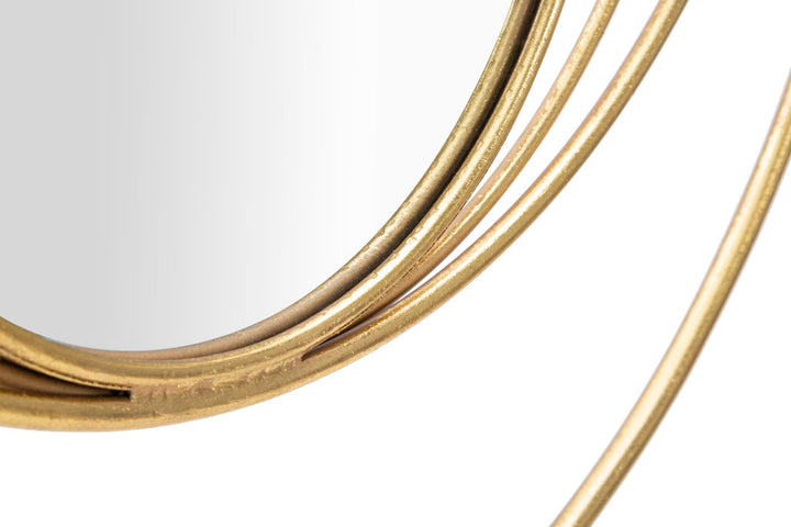 Gold Metall Runde Metall Runde Wandspiegel mit geometrischen Kreisen verziert