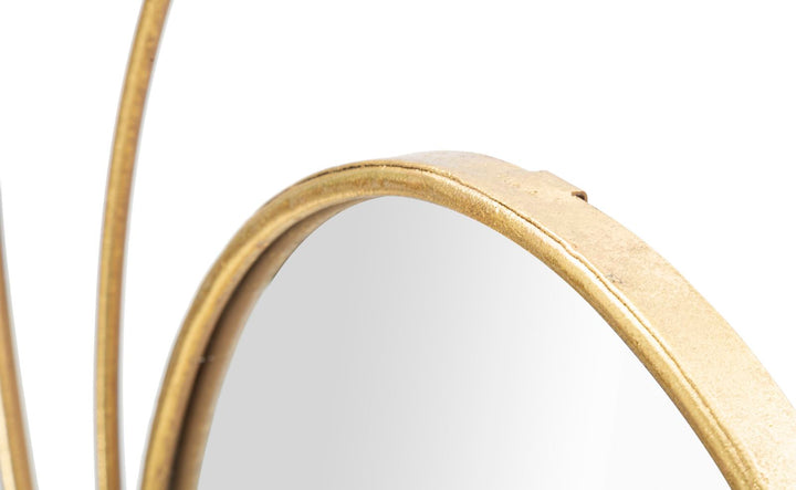 Gold Metall Runde Metall Runde Wandspiegel mit geometrischen Kreisen verziert