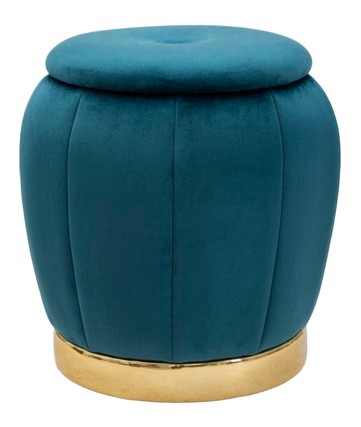 Aufbewahrungspouf in Blau und Gold