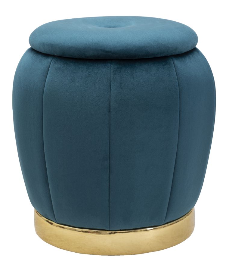 Aufbewahrungspouf in Blau und Gold