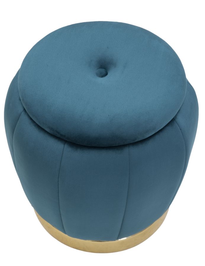 Aufbewahrungspouf in Blau und Gold