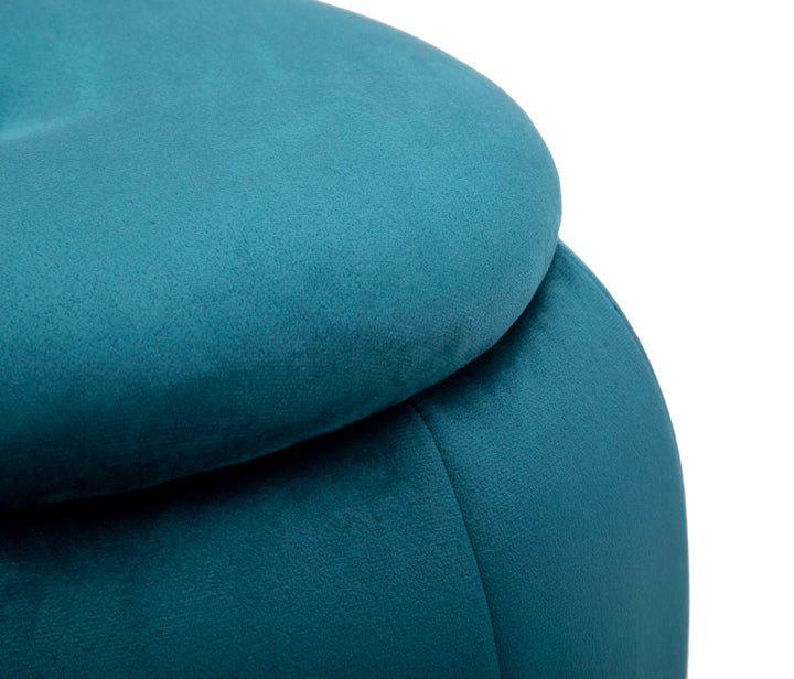 Aufbewahrungspouf in Blau und Gold