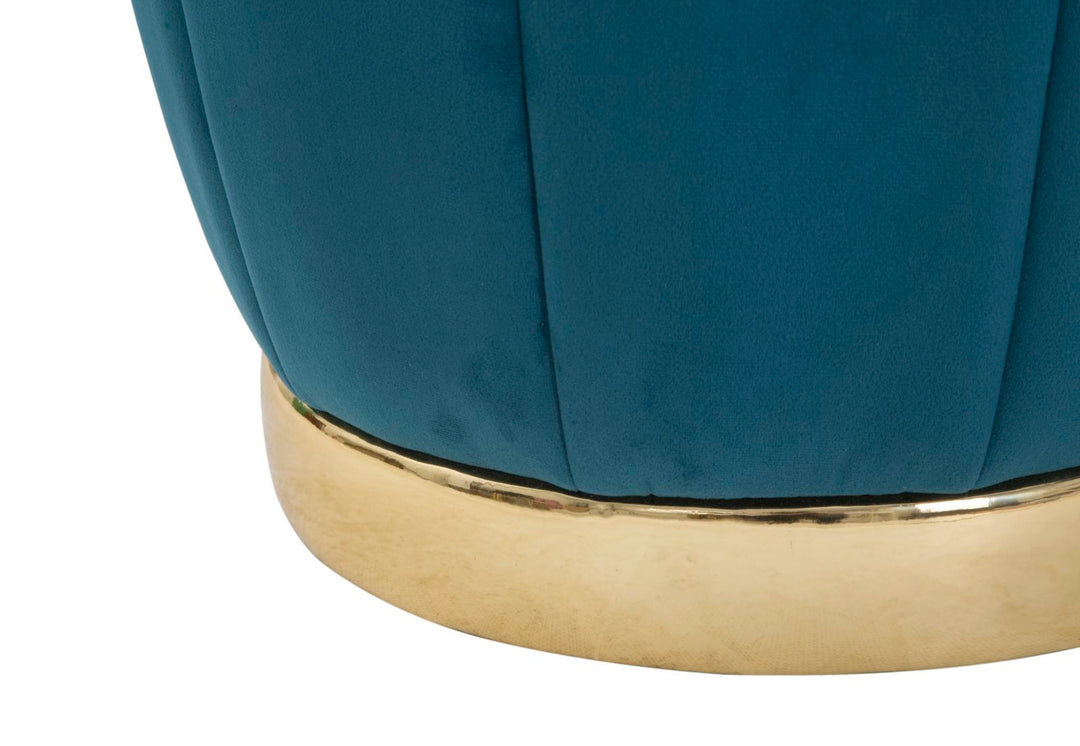 Aufbewahrungspouf in Blau und Gold