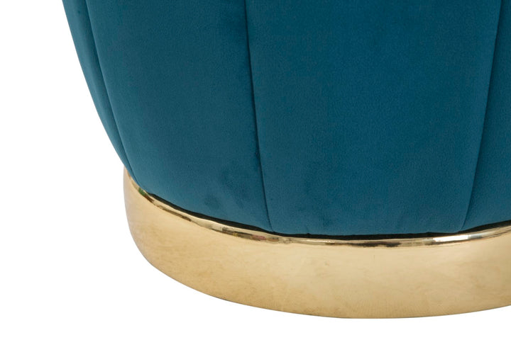 Aufbewahrungspouf in Blau und Gold