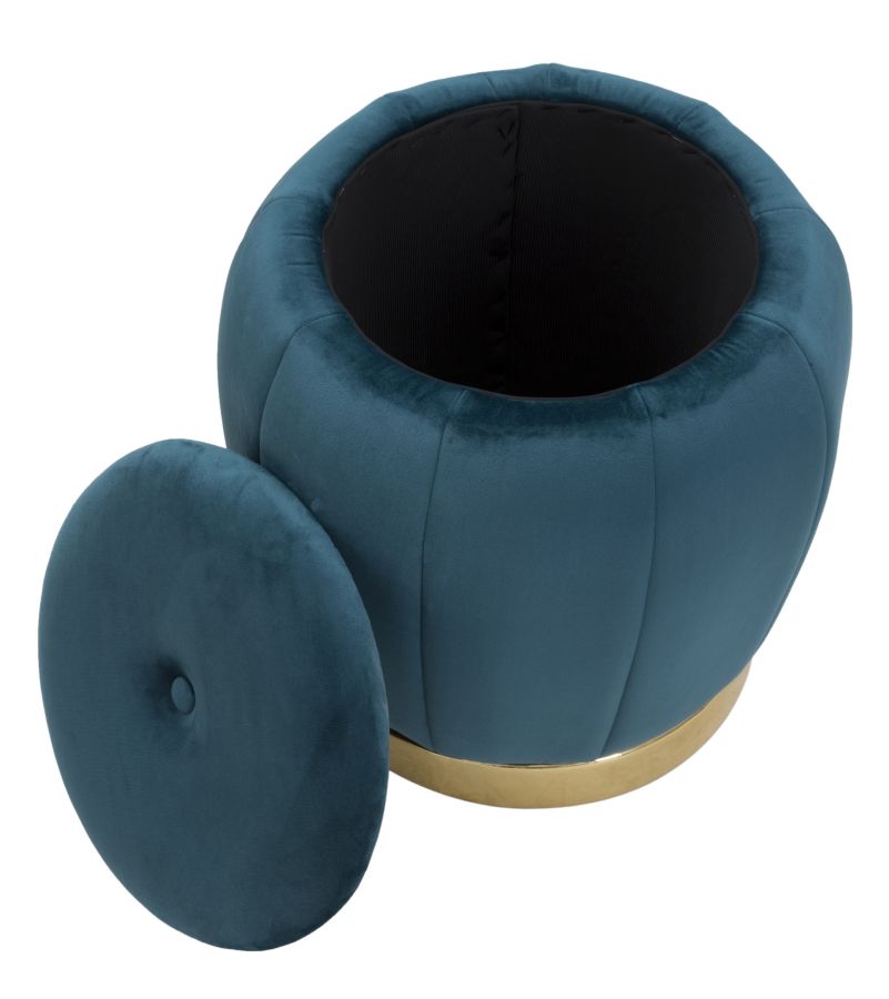 Aufbewahrungspouf in Blau und Gold
