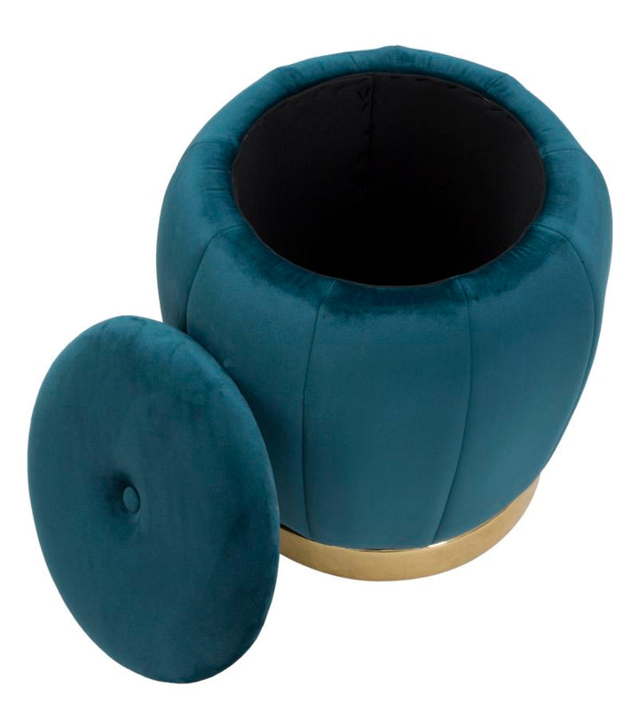 Aufbewahrungspouf in Blau und Gold