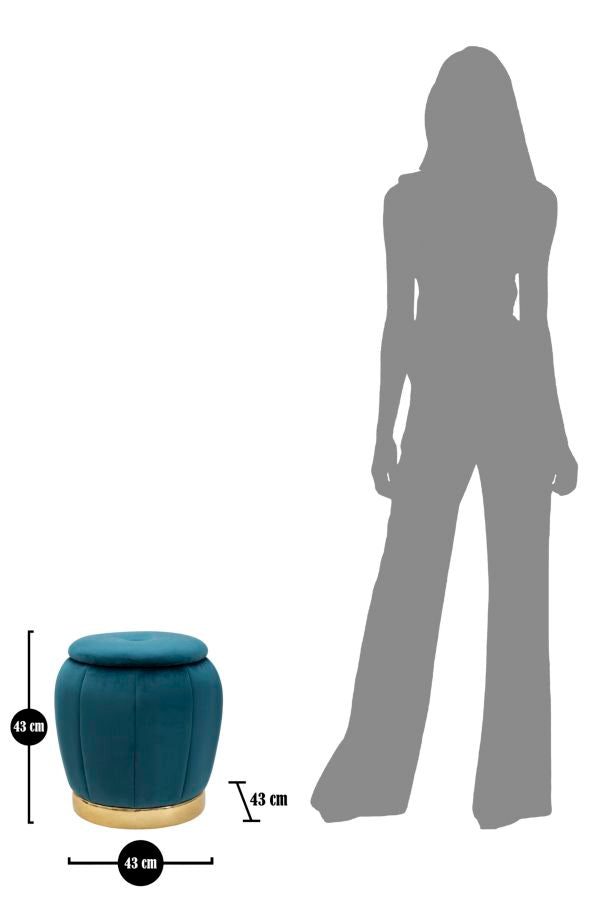 Aufbewahrungspouf in Blau und Gold