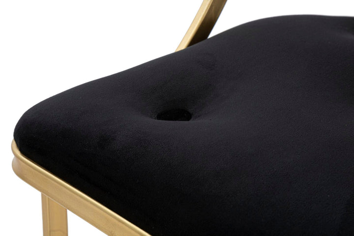 Barhocker aus schwarzem Samt mit goldenen Metallbeinen