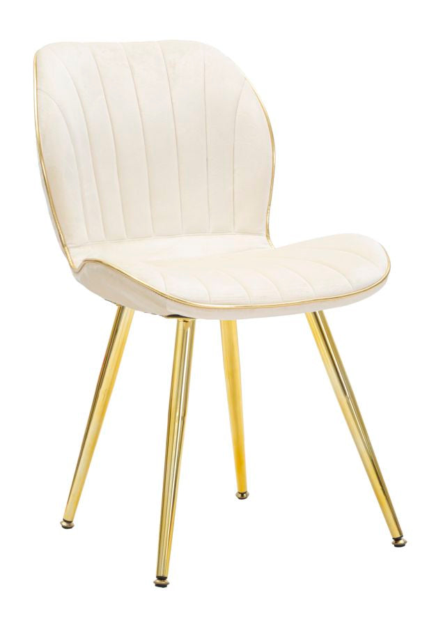 2er Set Creme Samt Essstuehle Mit Goldbeinen Paris Space