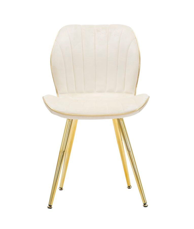 2er Set Creme Samt Essstuehle Mit Goldbeinen Paris Space