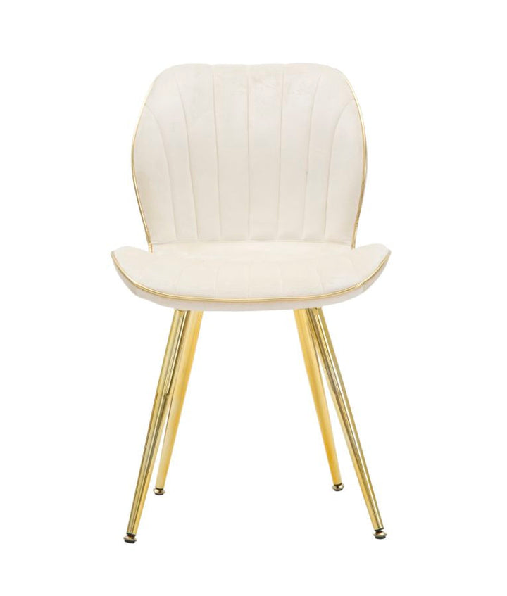 2er Set Creme Samt Essstuehle Mit Goldbeinen Paris Space