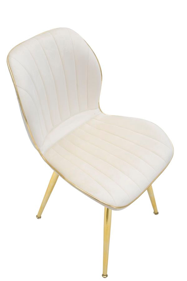 2er Set Creme Samt Essstuehle Mit Goldbeinen Paris Space