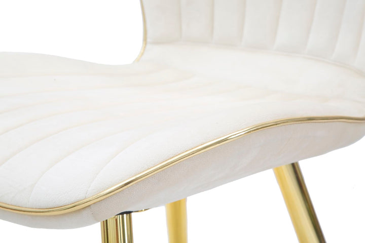 2er Set Creme Samt Essstuehle Mit Goldbeinen Paris Space