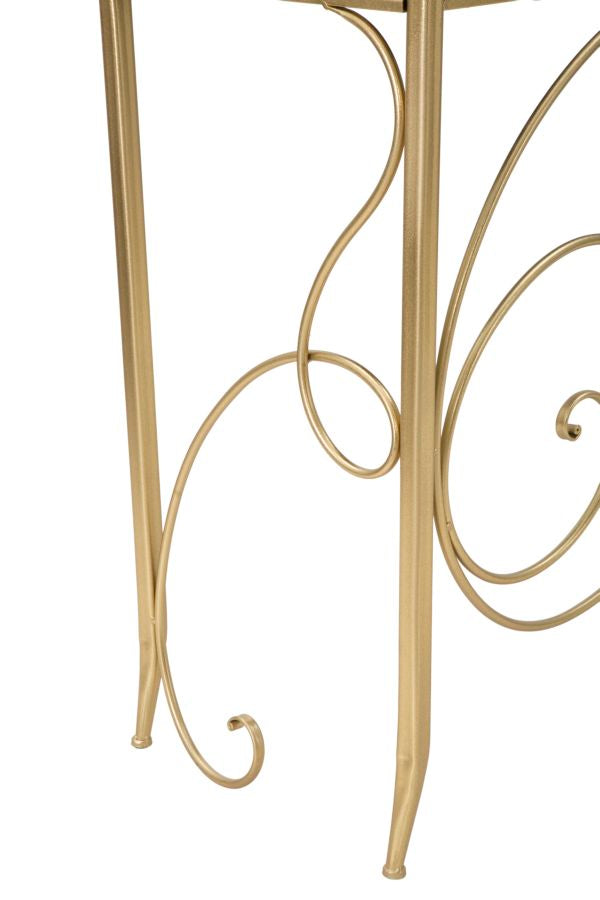 Rechteckiger Konsolentisch aus goldenem Metall und Glas