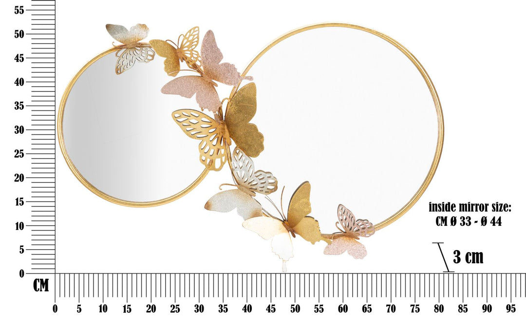 Goldener Metall Schmetterling Doppelwandspiegel