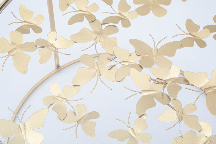 Runder Couchtisch aus goldenem Metall und Glas