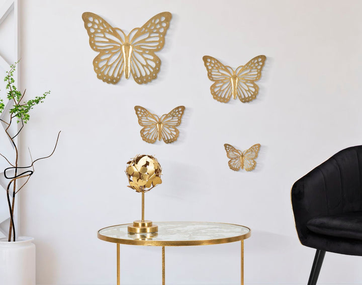 Gold Farbe Schmetterling Wanddekoration 4 Stück Set