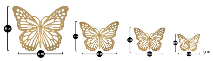 Gold Farbe Schmetterling Wanddekoration 4 Stück Set