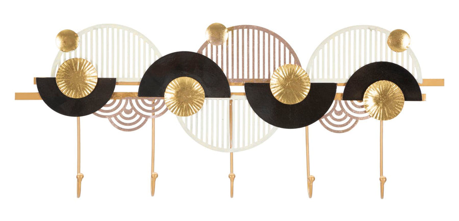Gold und Schwarz Metall Wandhalterung mit 5 Haken