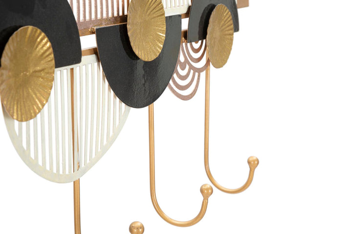 Gold und Schwarz Metall Wandhalterung mit 5 Haken