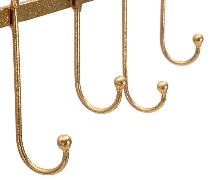 Blattgoldene Wandaufhänger aus Metall mit 5 Haken